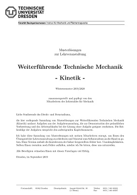 Skript 14 BIW WS21/22 - Musterlösungen Weiterführende Technische Mechanik Kinetik